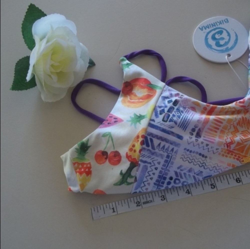Bikinima sz:M Fruity Geometric Strappy Bikini Swim Top